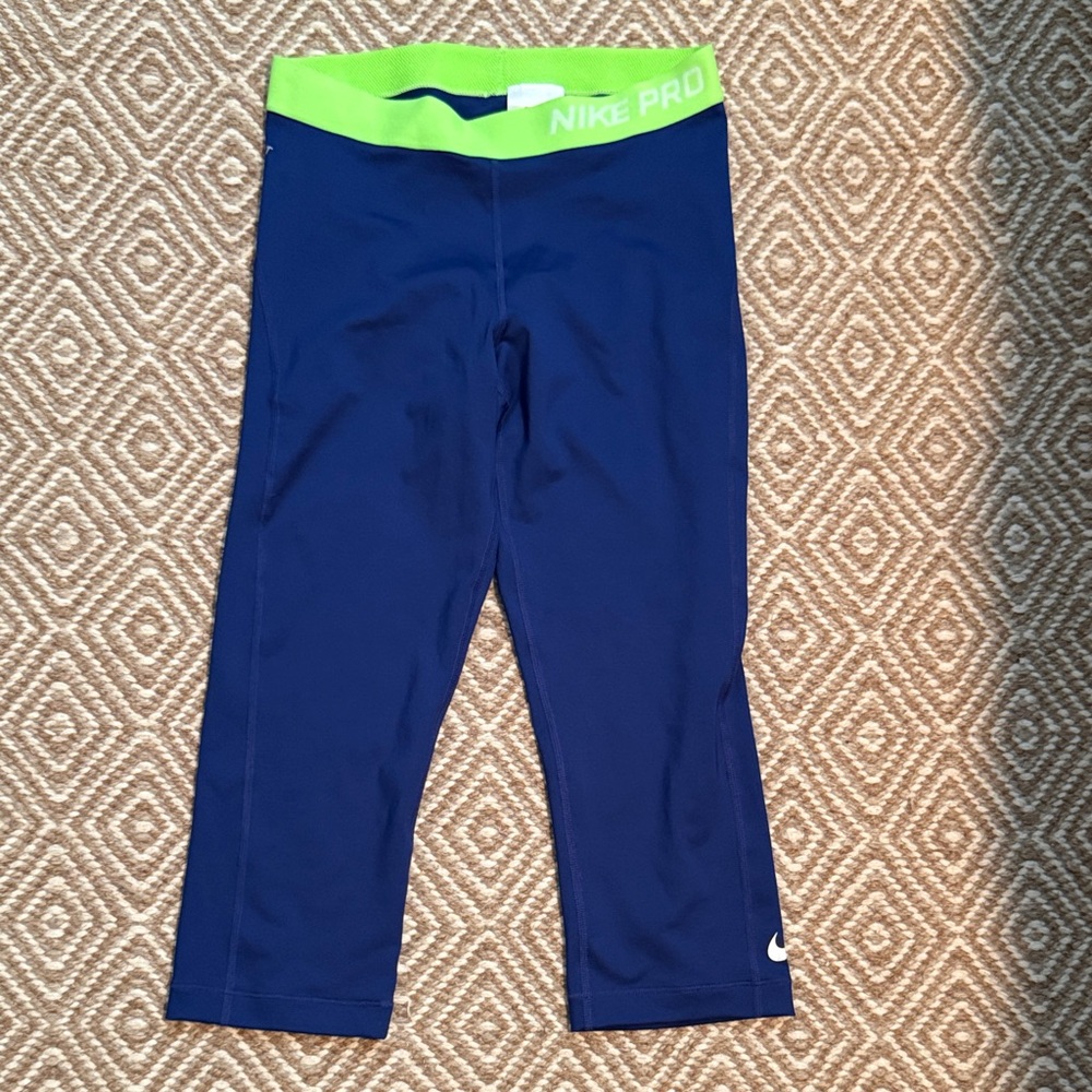 Nike Navy and Lime Leggings